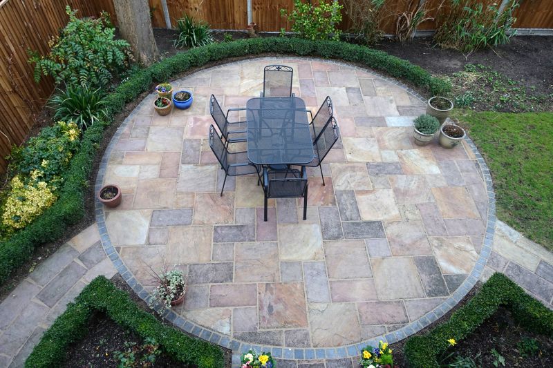 Outdoor Cobblestone Seating Area